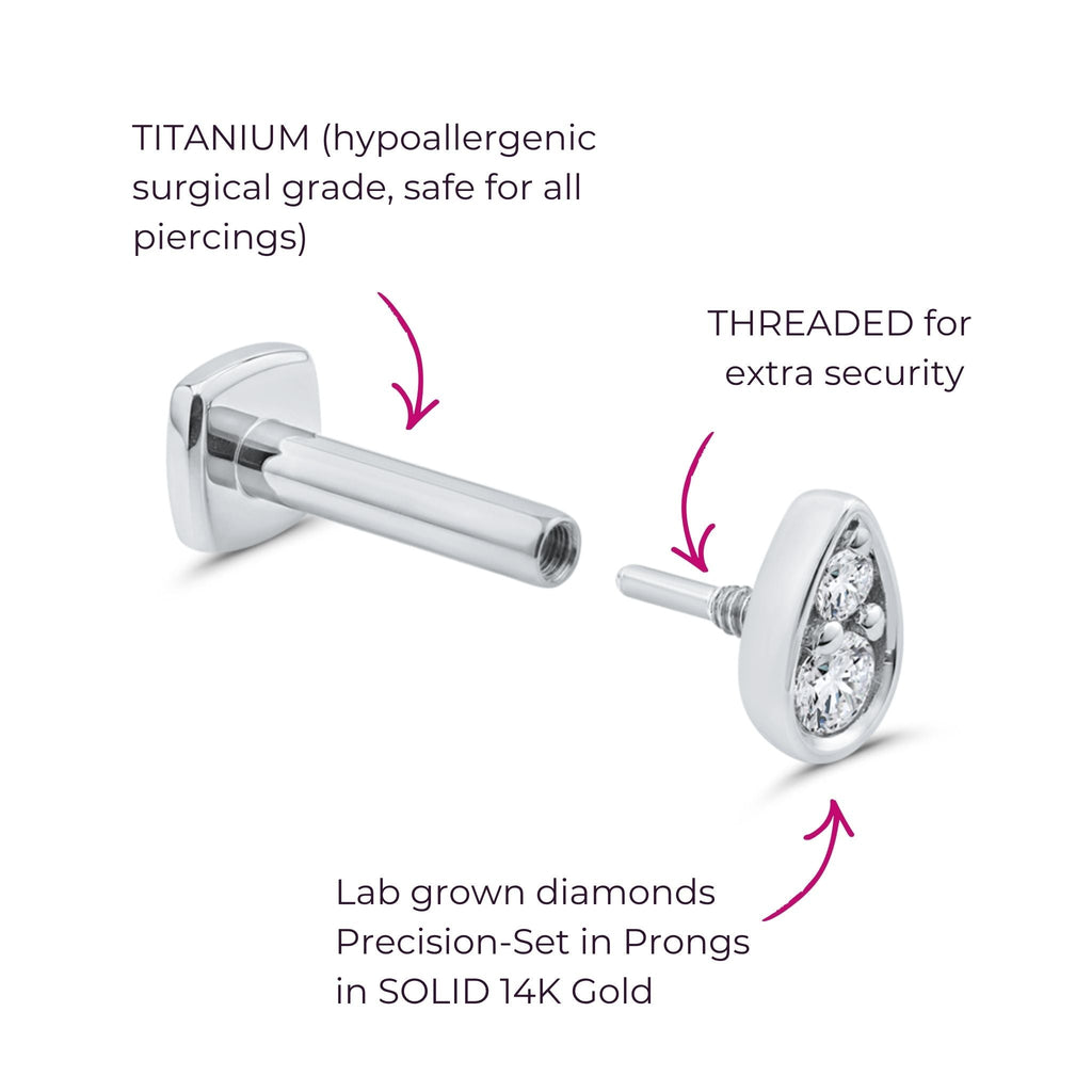 Perfect-Pear Diamond Flat Back Stud
