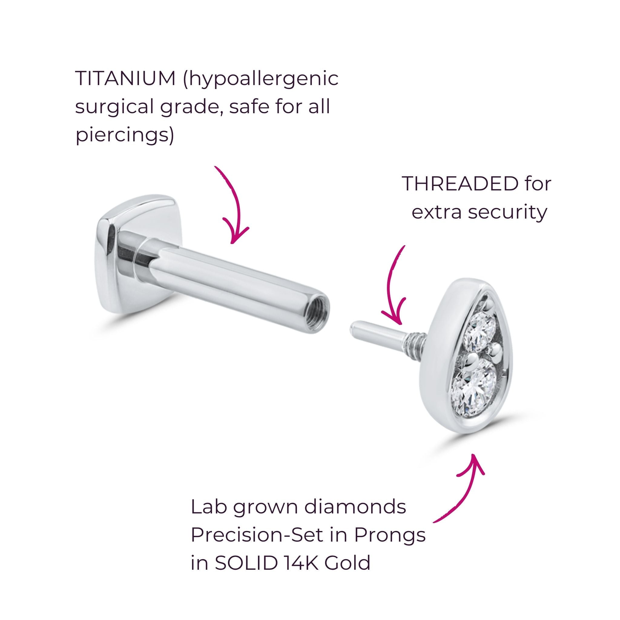 Perfect-Pear Diamond Flat Back Stud